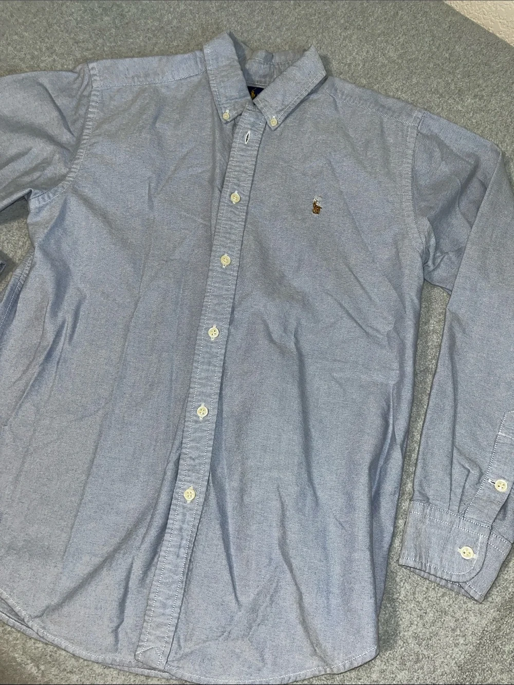 Ralph Lauren Light Blue Oxford Button-Down Shirt Boys Youth 16 Flesh Pony